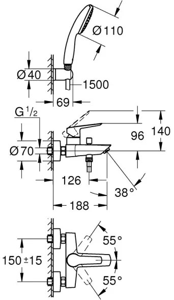 GROHE 25283002 - Kádcsaptelep tartozékokkal DN 15 fényes króm