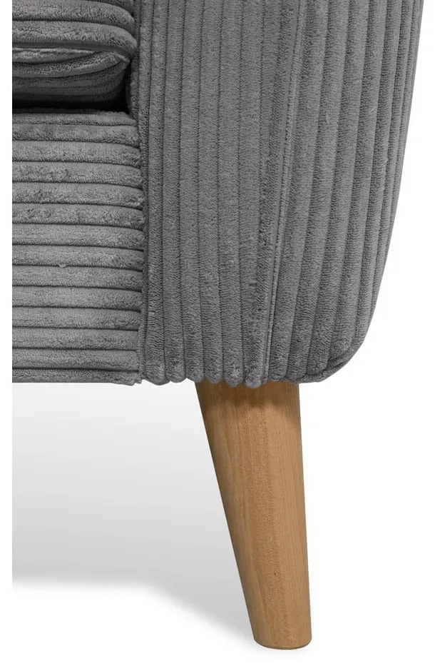 Sötétszürke kordbársony sarokkanapé (bal oldali) Paris – Scandic