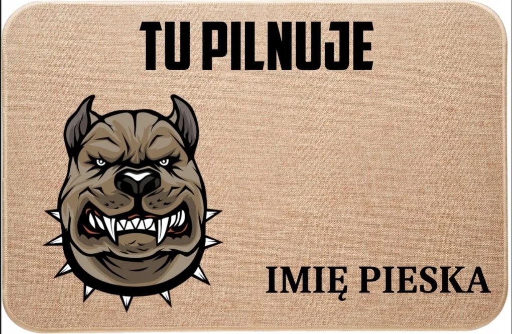 Lenvászon Lábtörlő Bejárat Itt Őrzi Pitbull Név