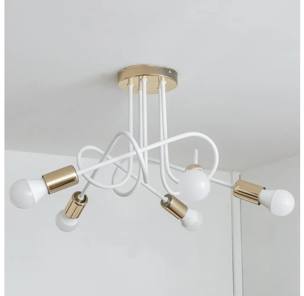 Felületre szerelhető OXFORD csillár 5xE27/15W/230V, arany/fehér