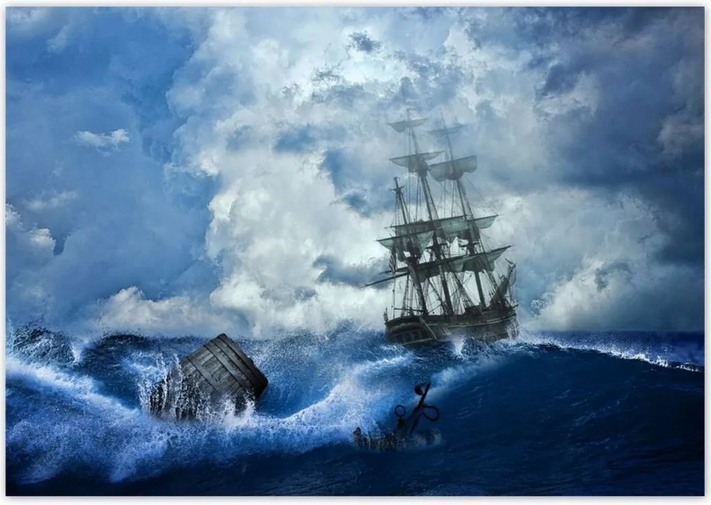 Poszterek 100x70 Vihar Tenger Hajó Tájkép