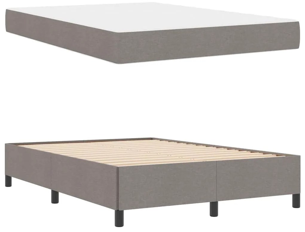 Boxrugós ágy Taupe és Fekete 140 x 190 cm Textil és mérnöki fa