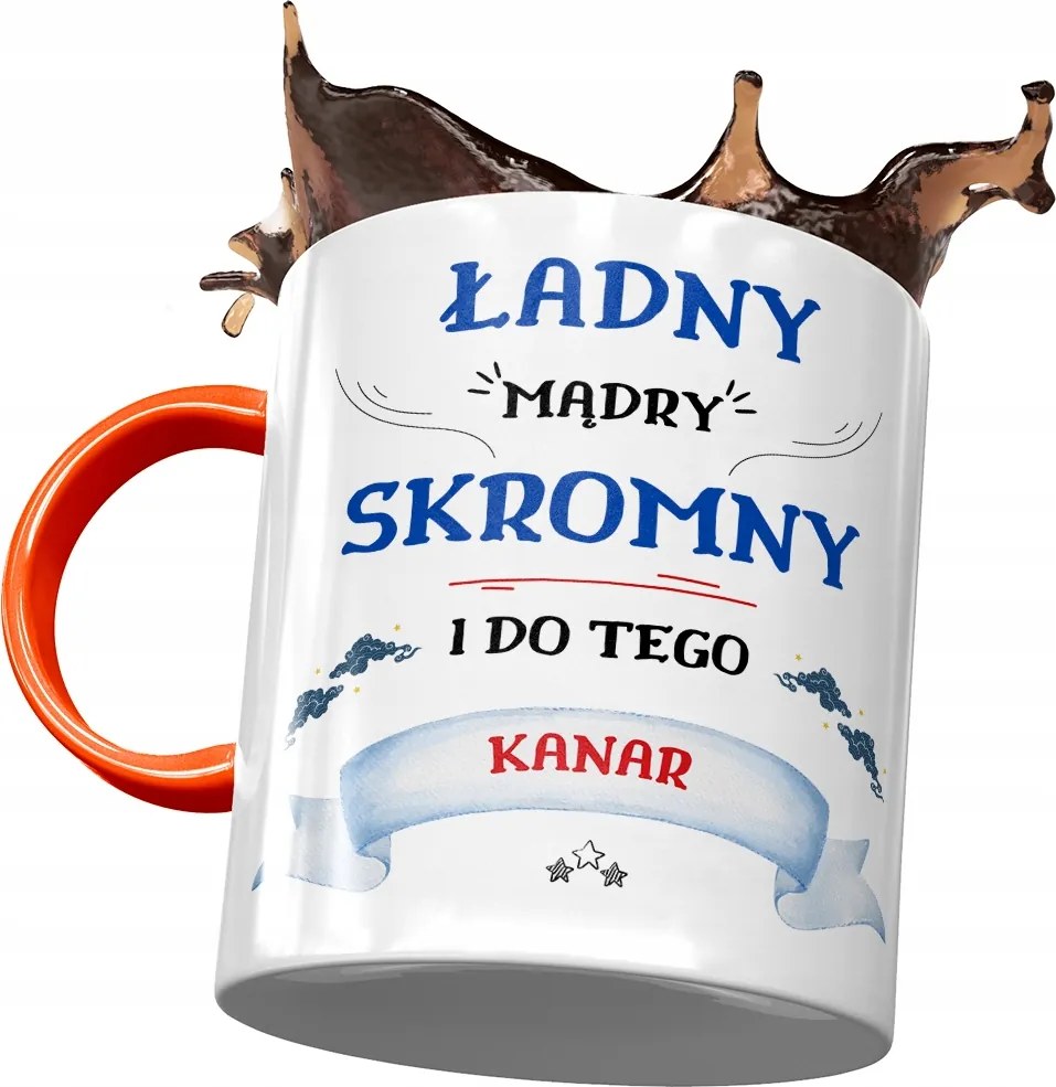 Narancssárga bögre Kanári Szép Okos Szerény Nyomtatott Fotóval