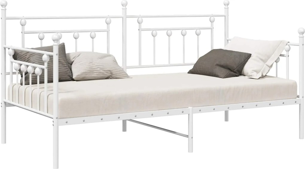 vidaXL Nappali ágykeret Fehér 100 x 190 cm Acél