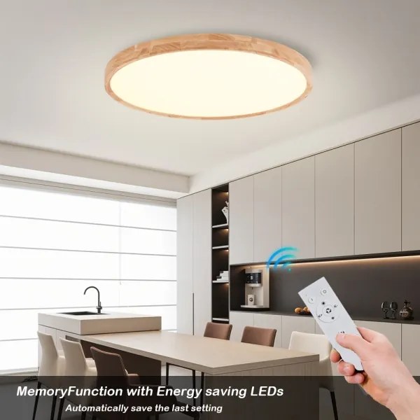 Brilagi - Dimmelhető LED lámpatest WOODROUND LED/70W/230V 3000-6000K Ø 80 cm + távirányító