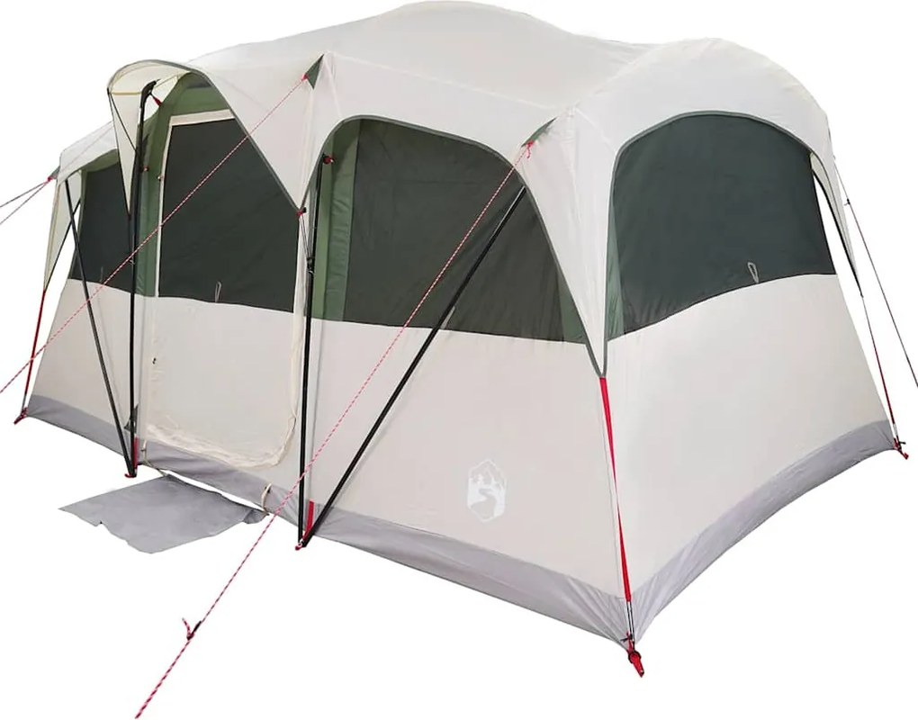 vidaXL Családi Sátor tetővel Fehér és Zöld 435 x 255 x 216 cm