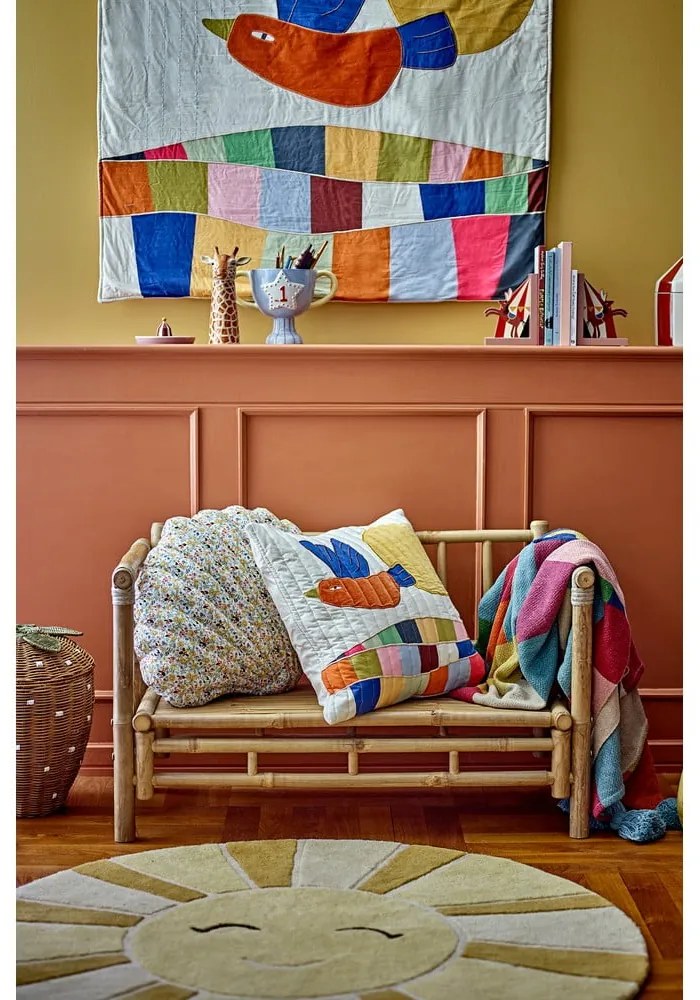 Bézs-borostyán színű gyapjú gyerek szőnyeg ø110 cm Sun – Bloomingville Mini