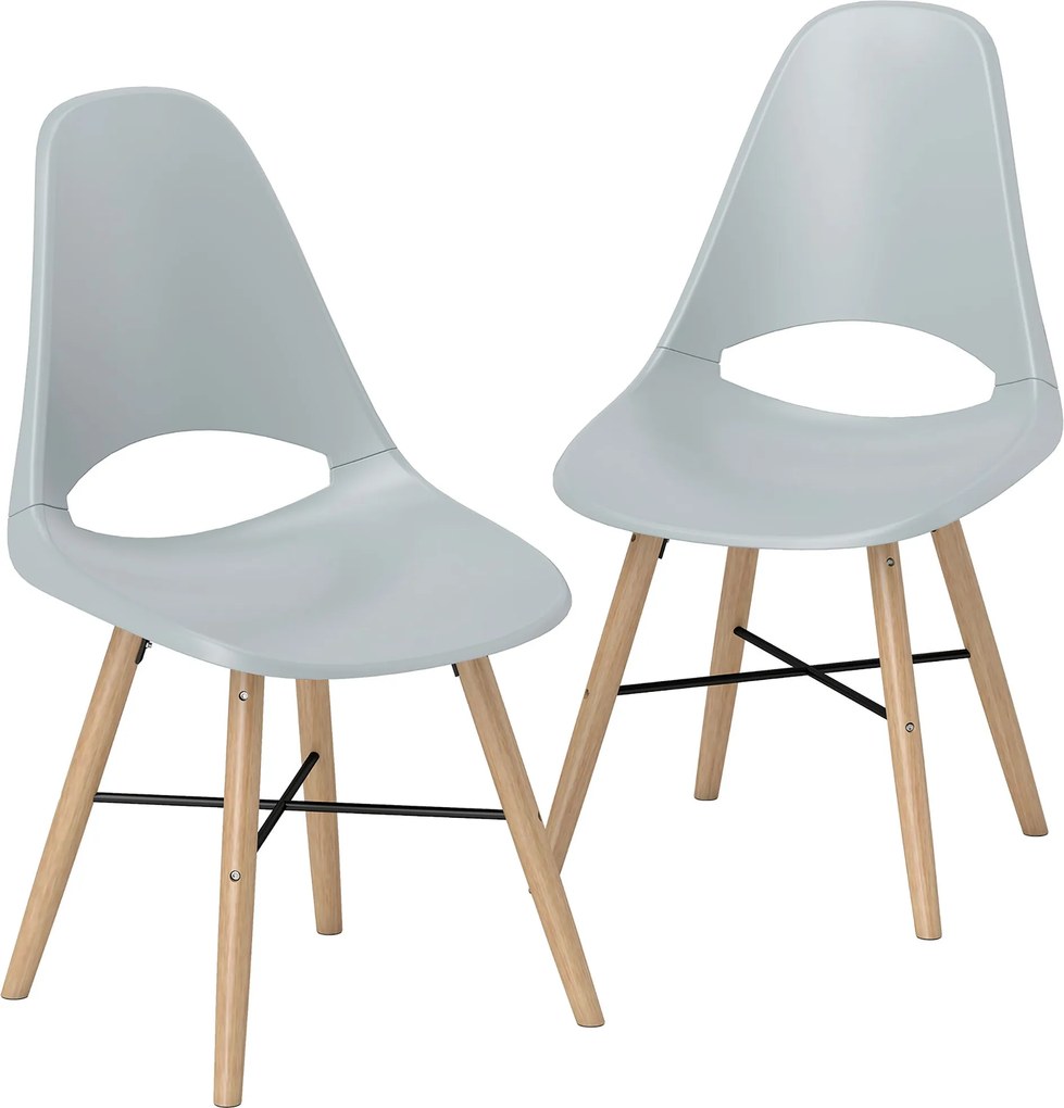 HOMCOM 2 db-os Étkezőszék Szett, Modern Konyhai Székek Kivágott Támlaformával és Gumifa Lábakkal, Műanyag Székek Konyhába, Hálószobába, Irodába és Nap