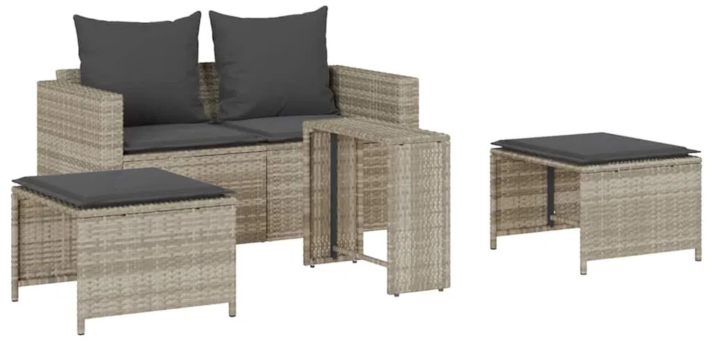 vidaXL 5 részes polyrattan kerti kanapé garnitúra párnákkal stackable