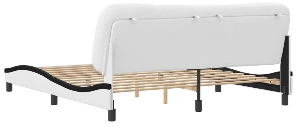 fehér és fekete műbőr ágykeret matrac nélkül Hvar 180x200 cm