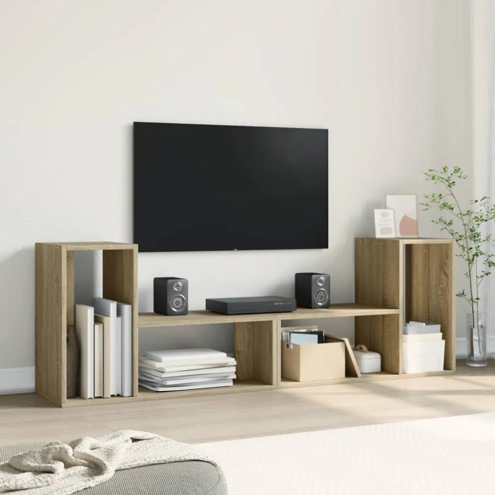 2 db sonoma tölgy színű szerelt fa TV-szekrény 75 x 30 x 50 cm