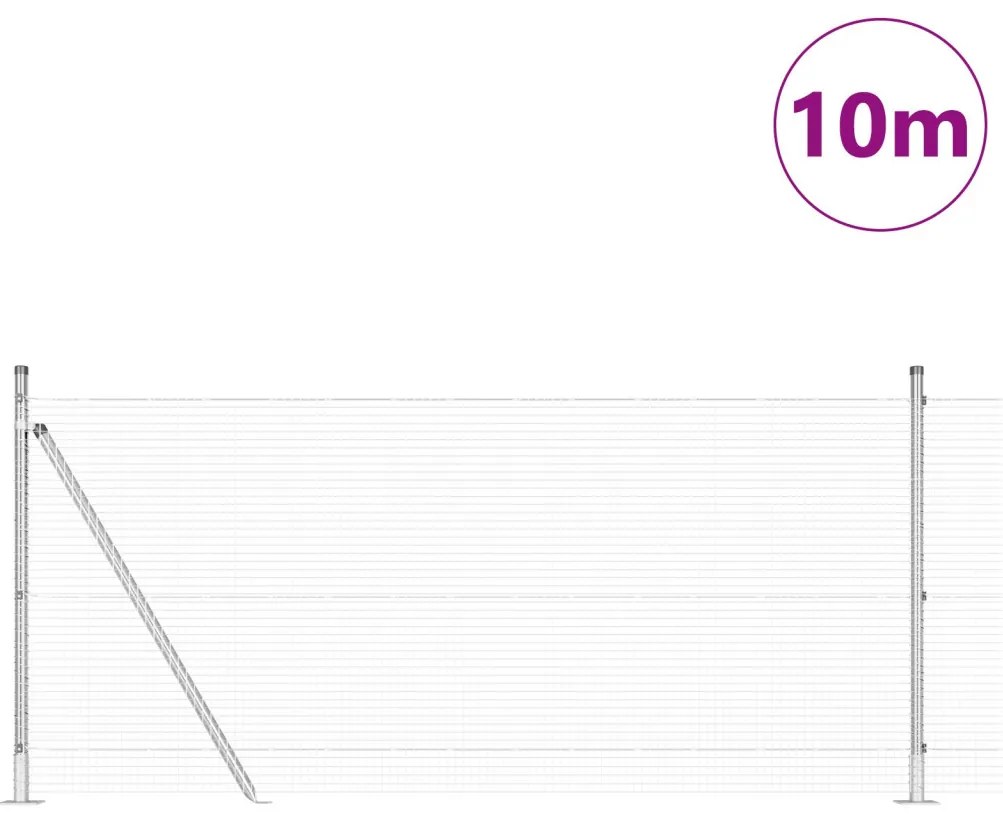 Kerítésoszlop Készlet 2 db Galvanizált acél 10 m x 1 m Tartós