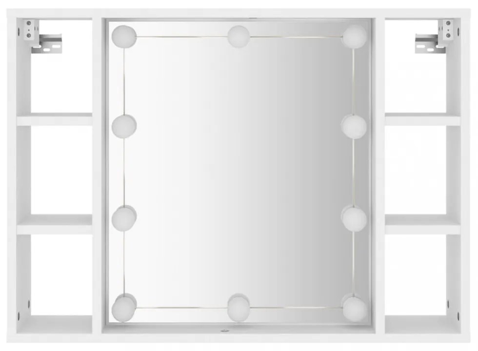 fehér tükrös szekrény LED-ekkel 76 x 15 x 55 cm