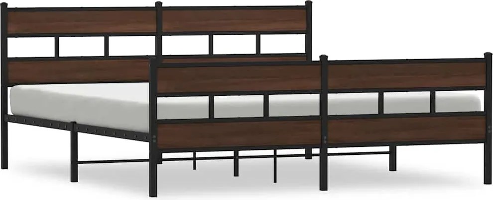 vidaXL barna tölgy színű fém ágykeret matrac nélkül 200 x 200 cm