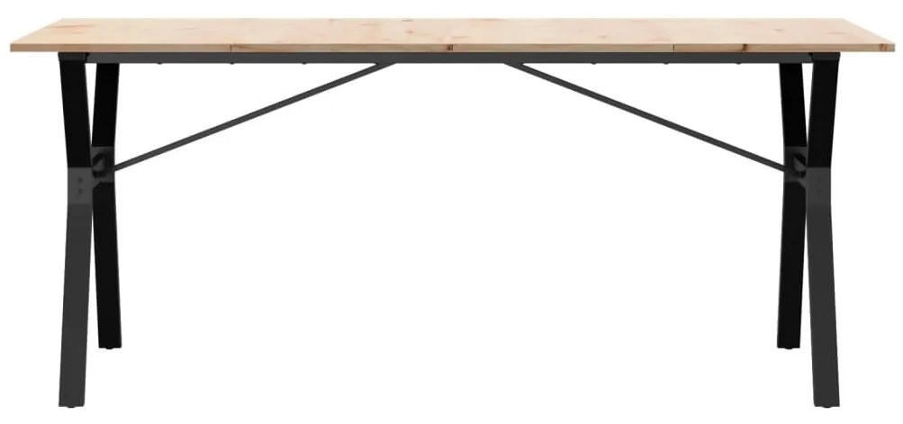 tömör fenyőfa és öntöttvas étkezőasztal Y-vázzal 180x90x75 cm