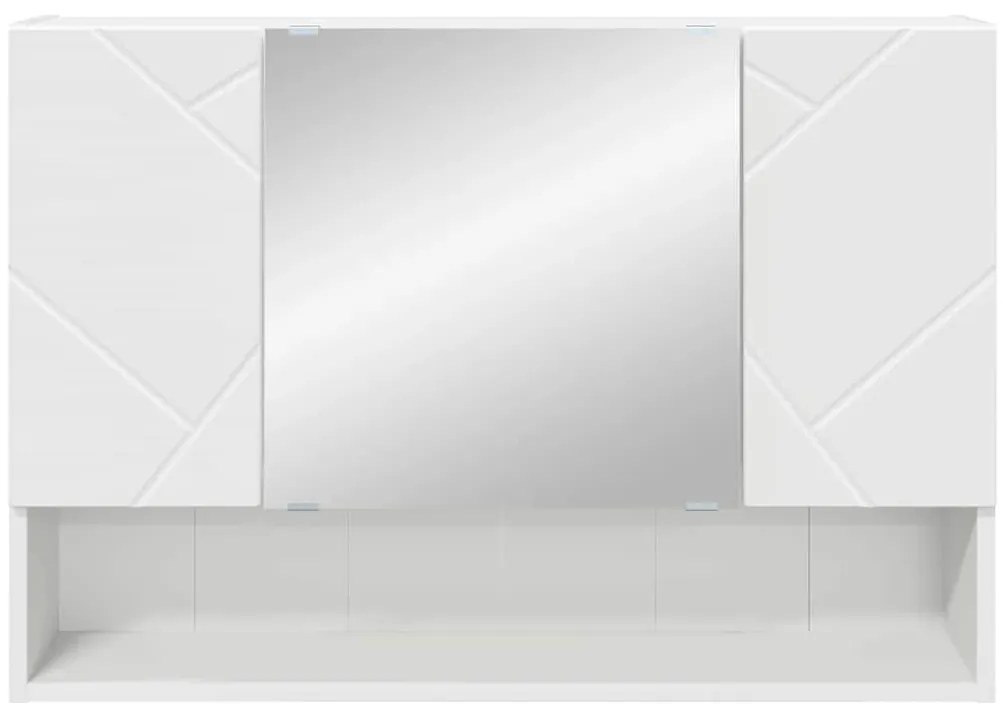 Fürdőszobai tükörszekrény ajtóval Fehér 80 x 17 x 55 cm Faanyag