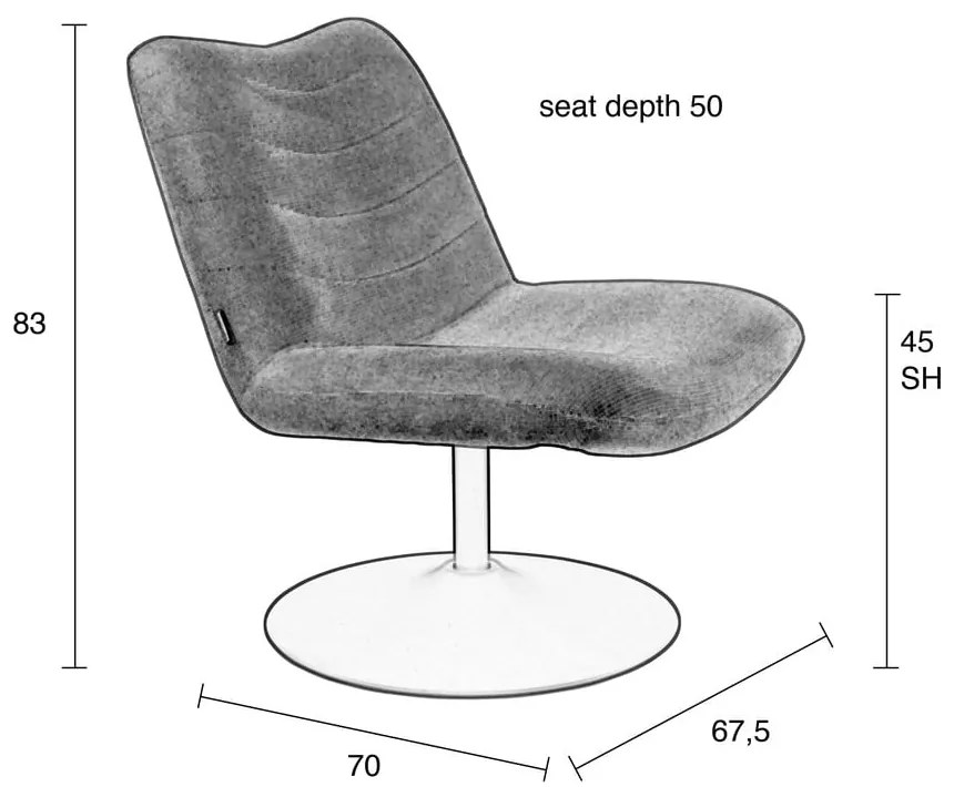 Okkersárga bársony fotel Bubba – Zuiver