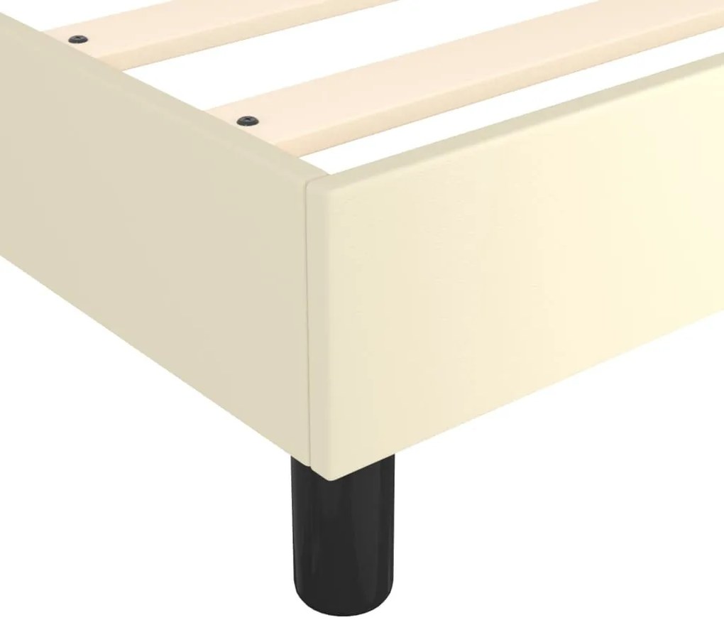 krémszínű műbőr ágykeret 140x190 cm