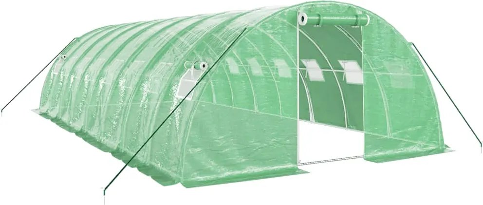 vidaXL zöld acélvázas melegház 32 m² 8 x 4 x 2 m