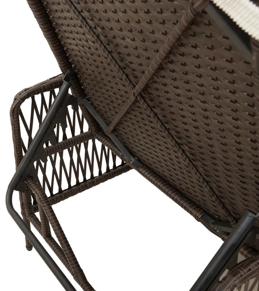 Napágy Barna és krémfehér PE Rattan 157 x 55 x 92 cm