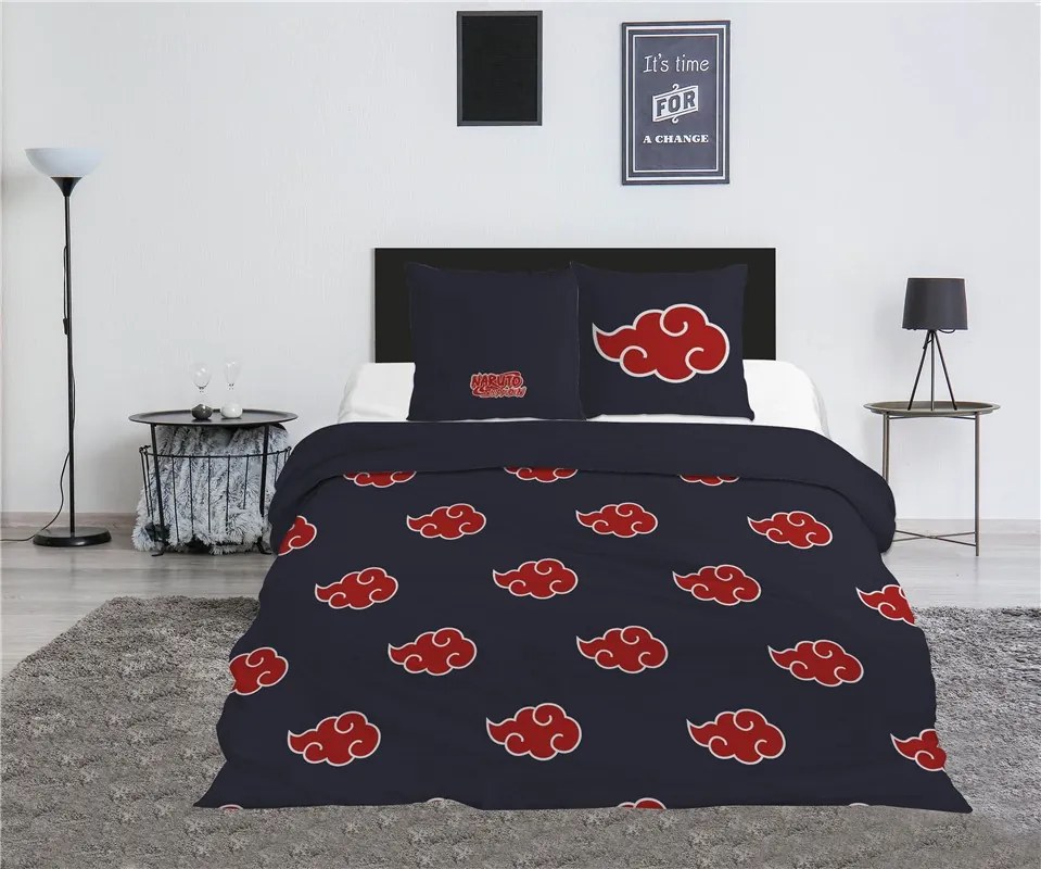 Naruto Akatsuki dupla, kétszemélyes ágyneműhuzat 240×220cm, 65x65 cm