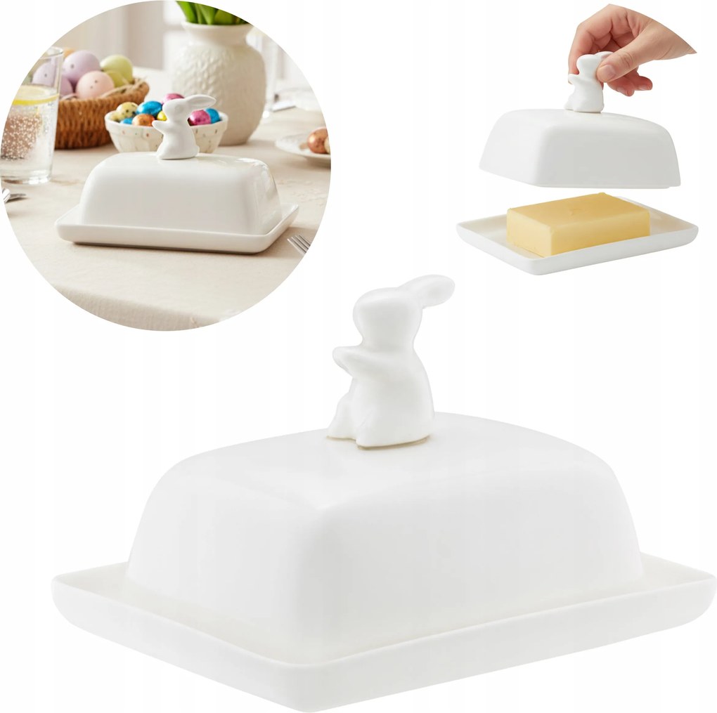 Vajtartó Fedővel Húsvéti Porcelán Vajtartó