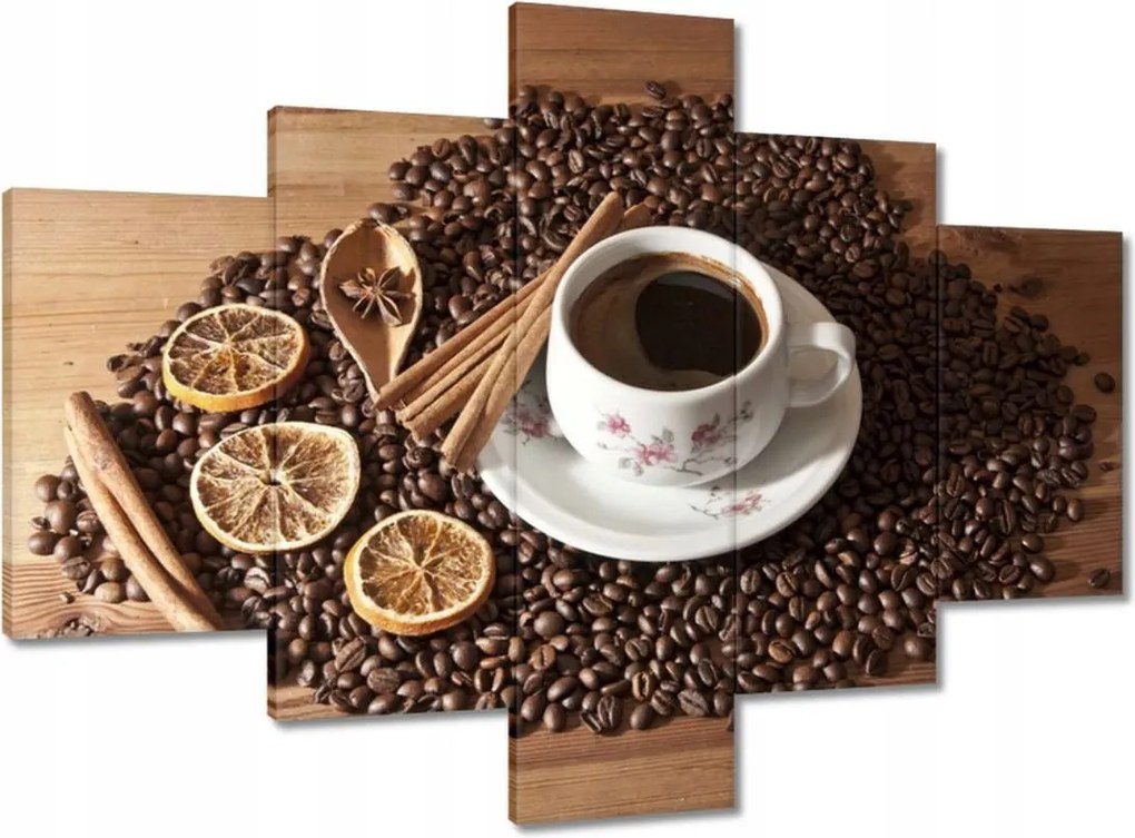 Vászonkép 100x70 Csésze és kávébab