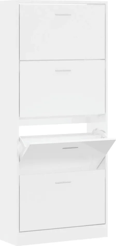 vidaXL magasfényű fehér szerelt fa cipőszekrény 63x24x147 cm