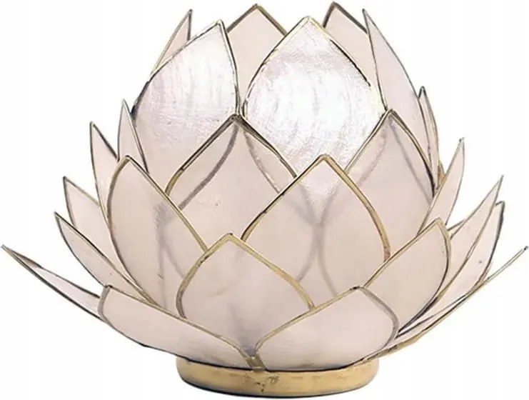 Gyertyatartó Natúr Lótusz gyöngyház arany kivitel Nagy 15x15 cm