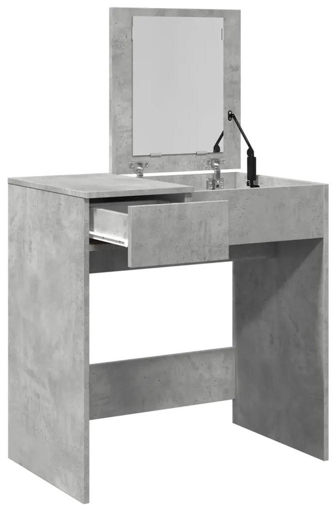 betonszürke fésülködőasztal tükörrel 73 x 46,5 x 120 cm
