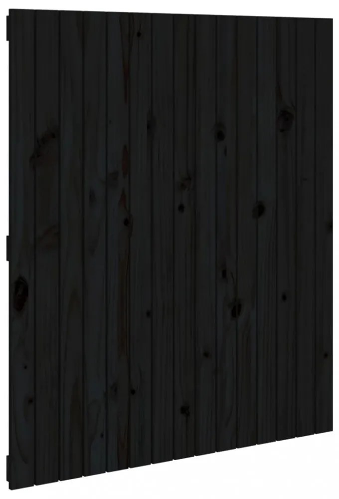 fekete tömör fenyőfa fali fejtámla 95,5x3x110 cm