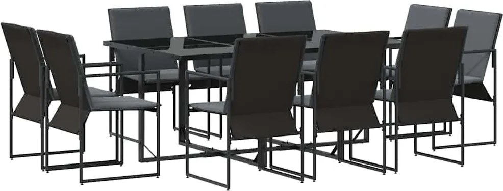 vidaXL Kert étkező szett 11 pcs Fekete Acél