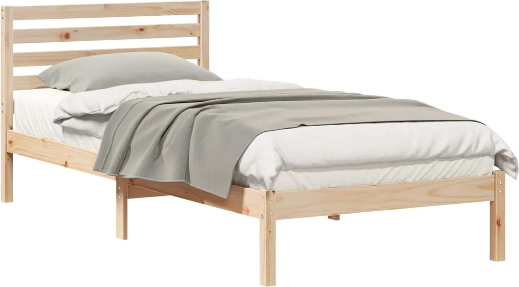 vidaXL Ágykeret fejtámlával Barna 80 x 210 cm Tömör fenyőfa