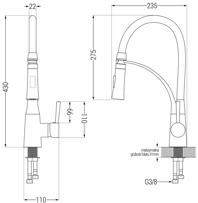 Mexen Mario, gránit mosogató 820x436x161 mm, 2 kamrás és Aster mosogató csaptelep, szürke, 6504-71-73450-57-G