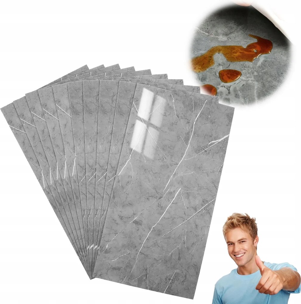 Öntapadós Panel szürke Márvány Pvc Laminált Fényes