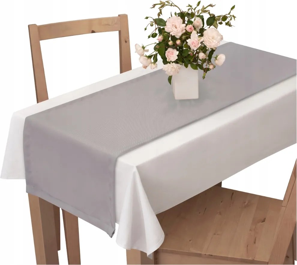 Asztalterítő világosszürke pamut 32x150 cm asztaldísz
