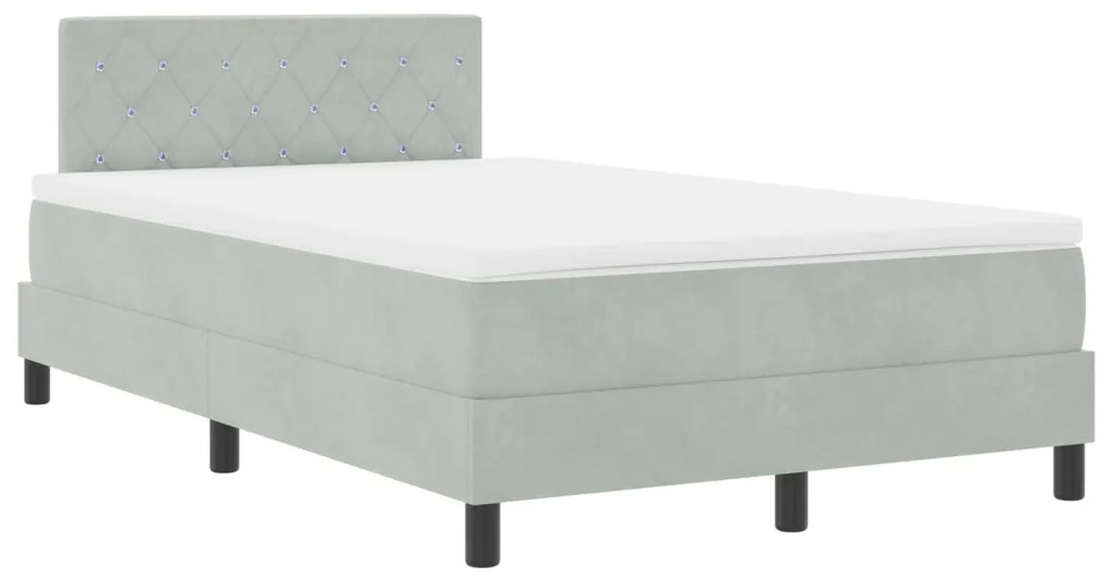 Box Spring Ágy Matraccal &amp; LED Szürke 120x190 cm Bársony