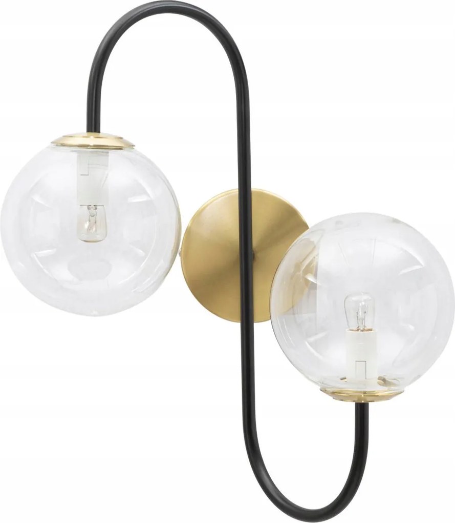 Fali lámpa üveggömbökből és fémből