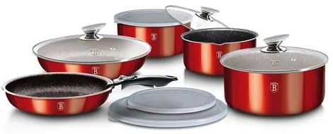 BERLINGER HAUS BH-1674 12 részes edénykészlet, Metallic Line Burgundy Edition