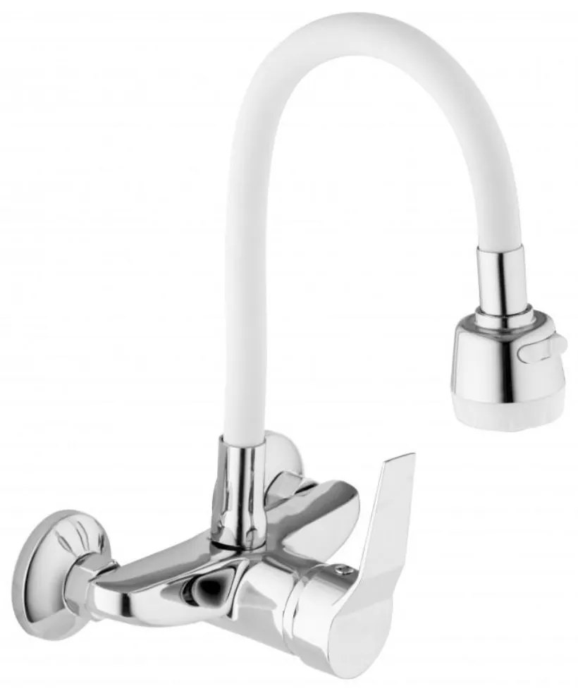 Yoka flexibilis fali mosogató / mosdó csaptelep zuhanyfejjel - fehér / króm