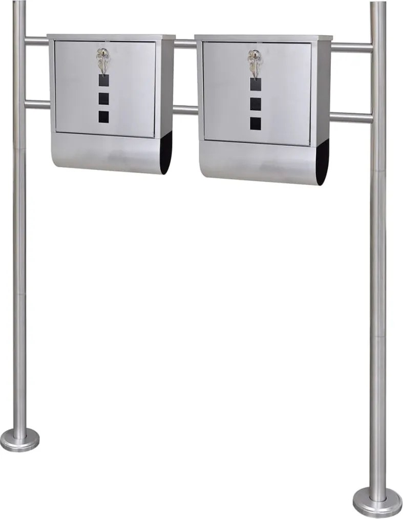 vidaXL Dupla postaláda rozsdamentes acél állvánnyal
