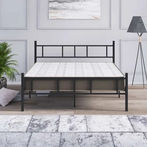 PIRON fém kétszemélyes ágy 120×200 cm, fekete, teherbírás 120 kg