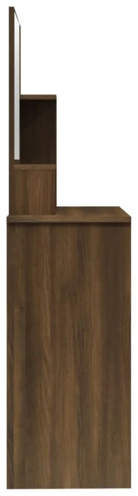 barna tölgy színű fésülködőasztal tükörrel 86,5 x 35 x 136 cm