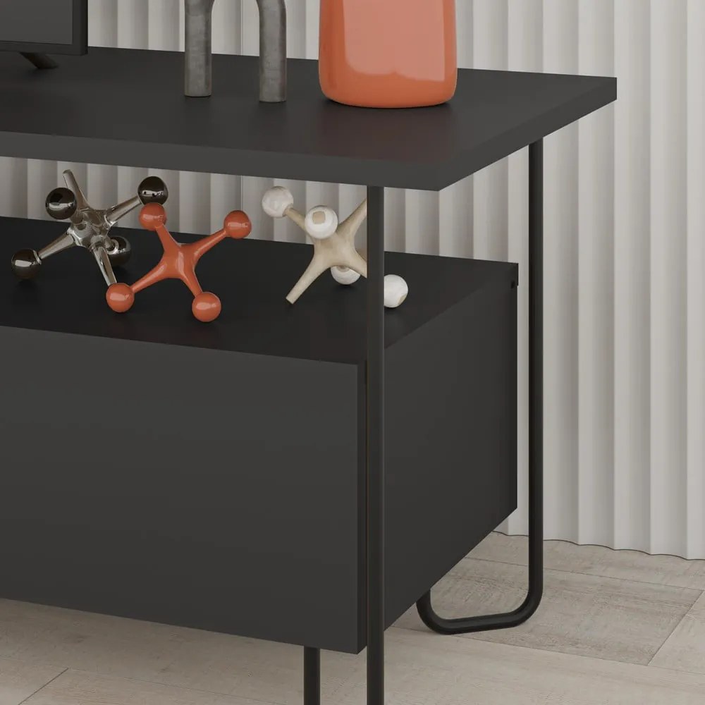 Fekete TV-állvány 150x45 cm Dilly – Marckeric