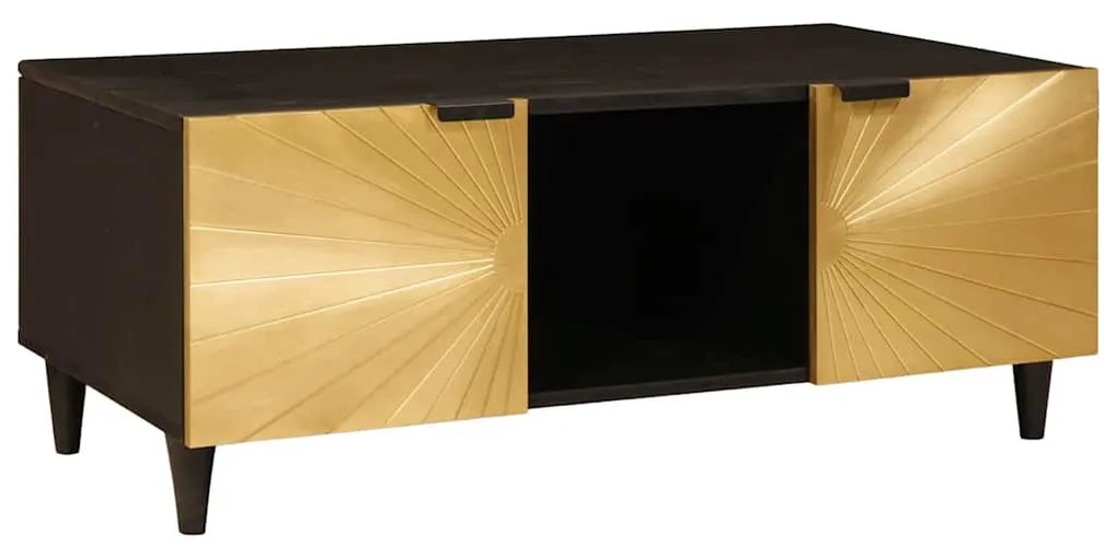 Dohányzóasztal Fekete és Arany 100 x 54 x 40 cm tömör mangófa