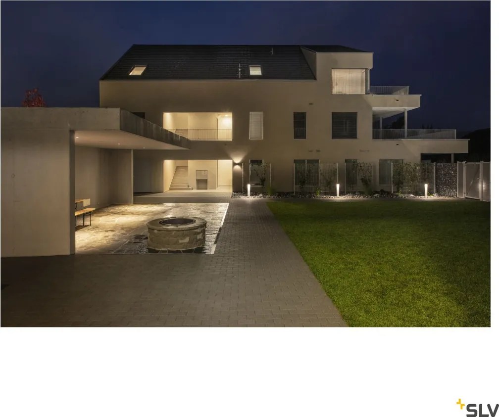 SLV 1000335 SQUARE Modern Kültéri Fali Lámpa Szürke G9 IP44
