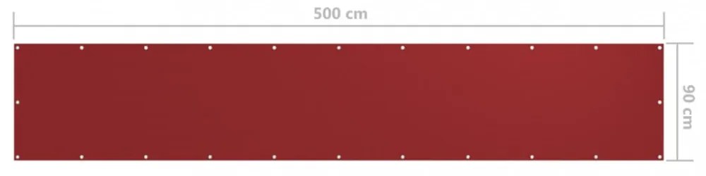 piros oxford-szövet erkélyparaván 90 x 500 cm