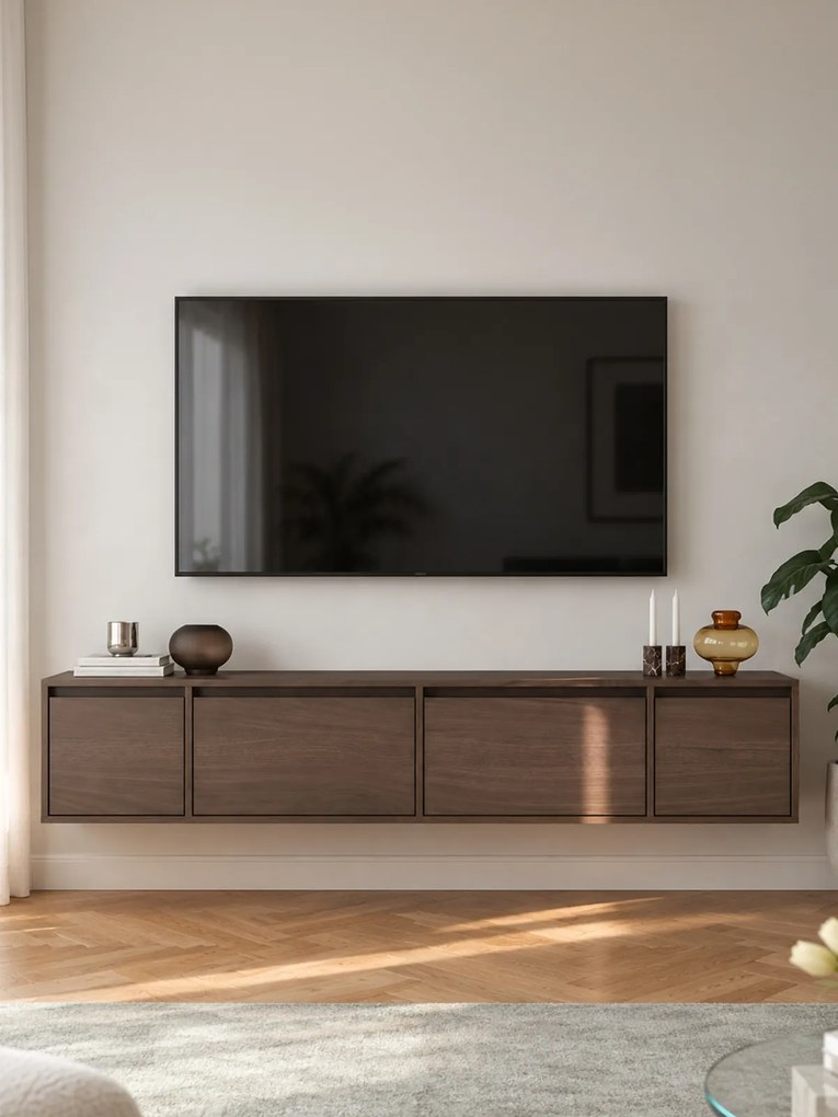 Zolia fali négyajtós TV-szekrény 180 cm - elegant dió