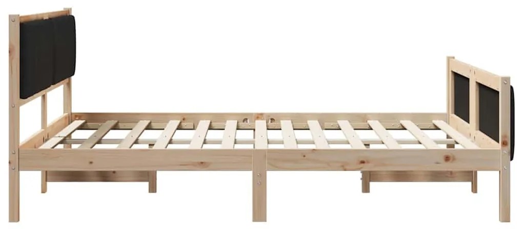 Ágykeret fejtámlával Barna és fekete 150 x 200 cm Tömör fenyőfa