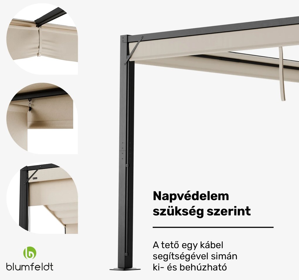 Blumfeldt Pantheon Cortina pavilon 3x4 m, időjárásálló, alumínium, porfestett, redőnyök